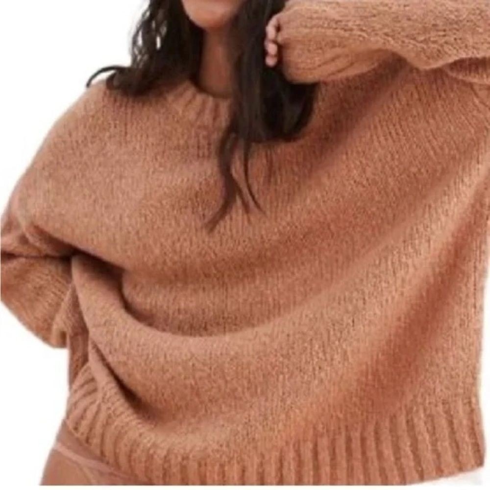 AERIE Big Sky Oversized Alpaca‎ Wool Blend Sweater Tan Size Small